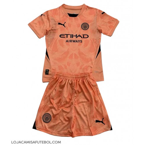 Camisa de Futebol Manchester City Goleiro Equipamento Secundário Infantil 2024-25 Manga Curta (+ Calças curtas)